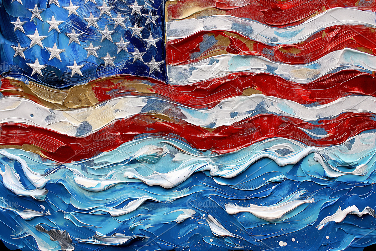 Wavy Painted American Flag Art, a Decorative Illustration by Art Paradise Studios