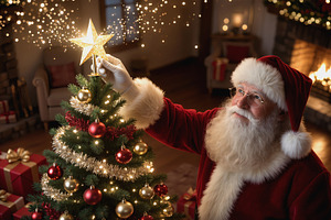 Santa Claus Places the Star, a Holiday Photo by Rafoz