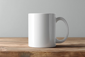 Simple blank mug mockup on a wooden, a Food & Drink Photo by MistyDay