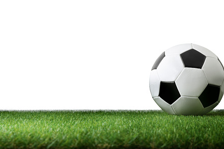 Front view of soccer ball on grass white isolated background, a Sports & Recreation Photo by Davizro's Market