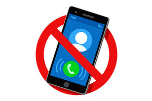 No mobile phone sign on a white. Use, a Technology Illustration by innakreativ