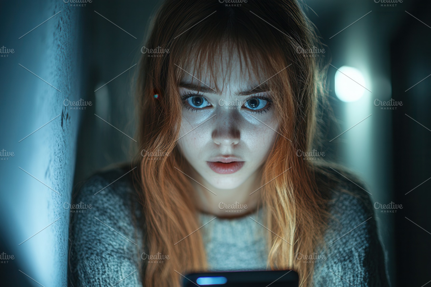 Young woman intensely focused on her, a Photo by Tanuart