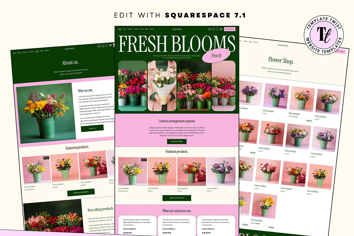 Luxury Florist Squarespace Template, a Squarespace Template by Template Twist Shop (Photo 3 of 10)