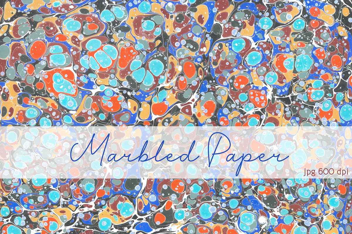 Hand Marbled Paper Colorful Joy, a Texture Graphic by Marblingdom (Photo 1 of 3)