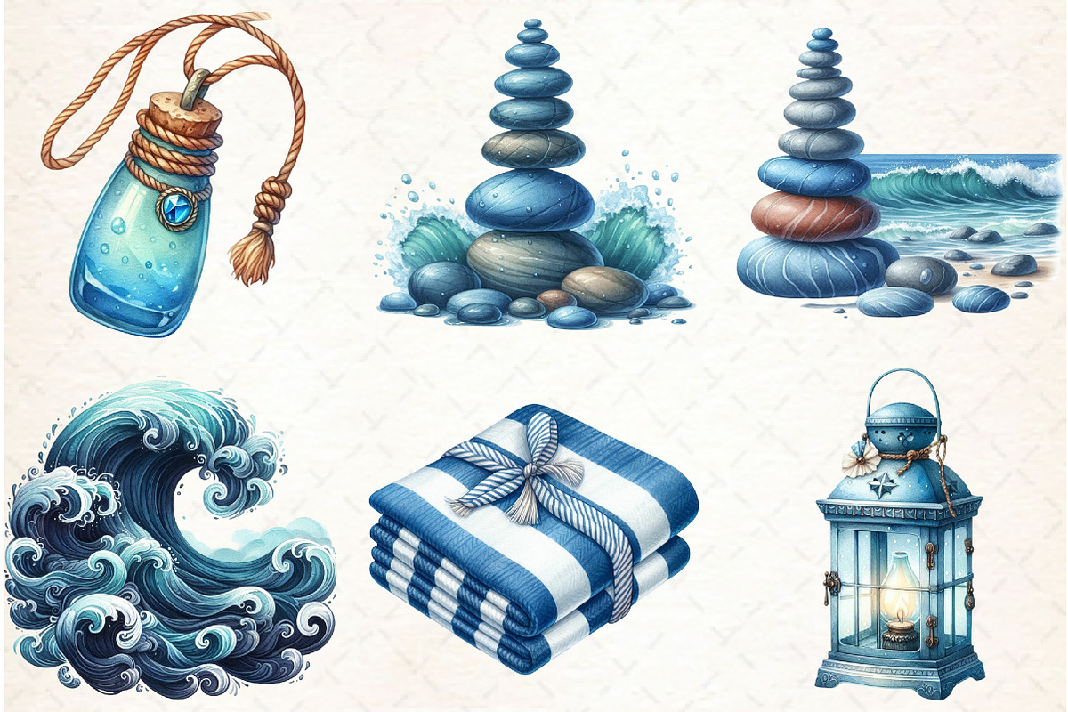 Watercolor Blue Nautical Collection, an Illustration by Libby Wishes (Photo 5 of 7)
