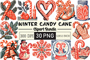 Cozy Winter Candy Cane Clipart, an Illustration by Black Bird Studio (Thumbnail 1 of 6)