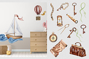 Nautical watercolor clipart, an Illustration by Kate Lanbina (Thumbnail 3 of 12)