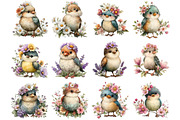 Spring Floral Bird Clipart, an Illustration by DreamArtGraphic (Thumbnail 2 of 4)