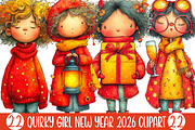 Quirky Girl New Year 2026 Clipart, an Illustration by Designking (Thumbnail 1 of 5)