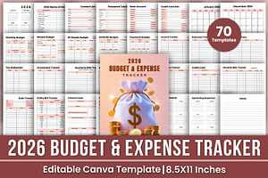 2026 Budget & Expense Tracker Canva, a Stationery Template by Mustafiz