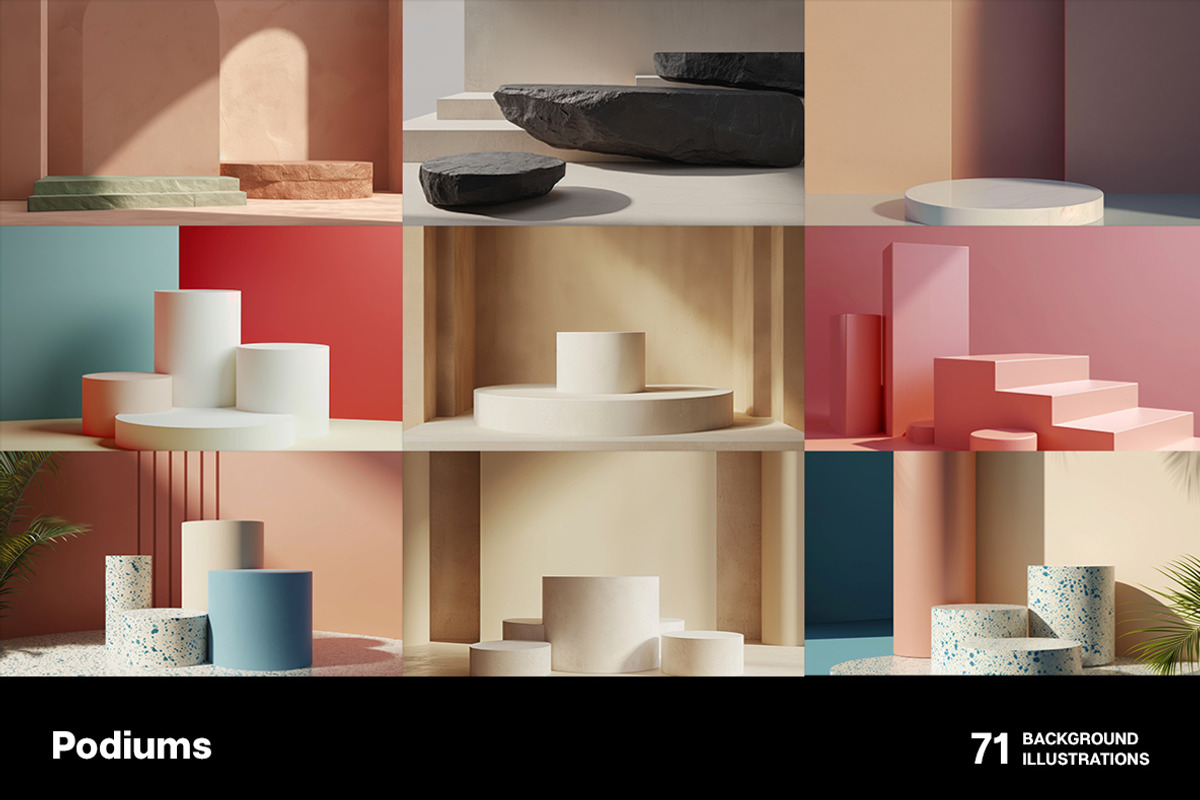 Podiums. 71 images, a Decorative Illustration by Handmadefont (Photo 14 of 14)