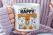 Skeleton Coffee Happy Halloween PNG, a Seasonal Illustration by DreamCafeArt (Thumbnail 7 of 7)