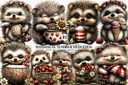 Whimsical Summer Hedgehog Clipart, a Seasonal Illustration by Canvas Craft (Thumbnail 1 of 7)