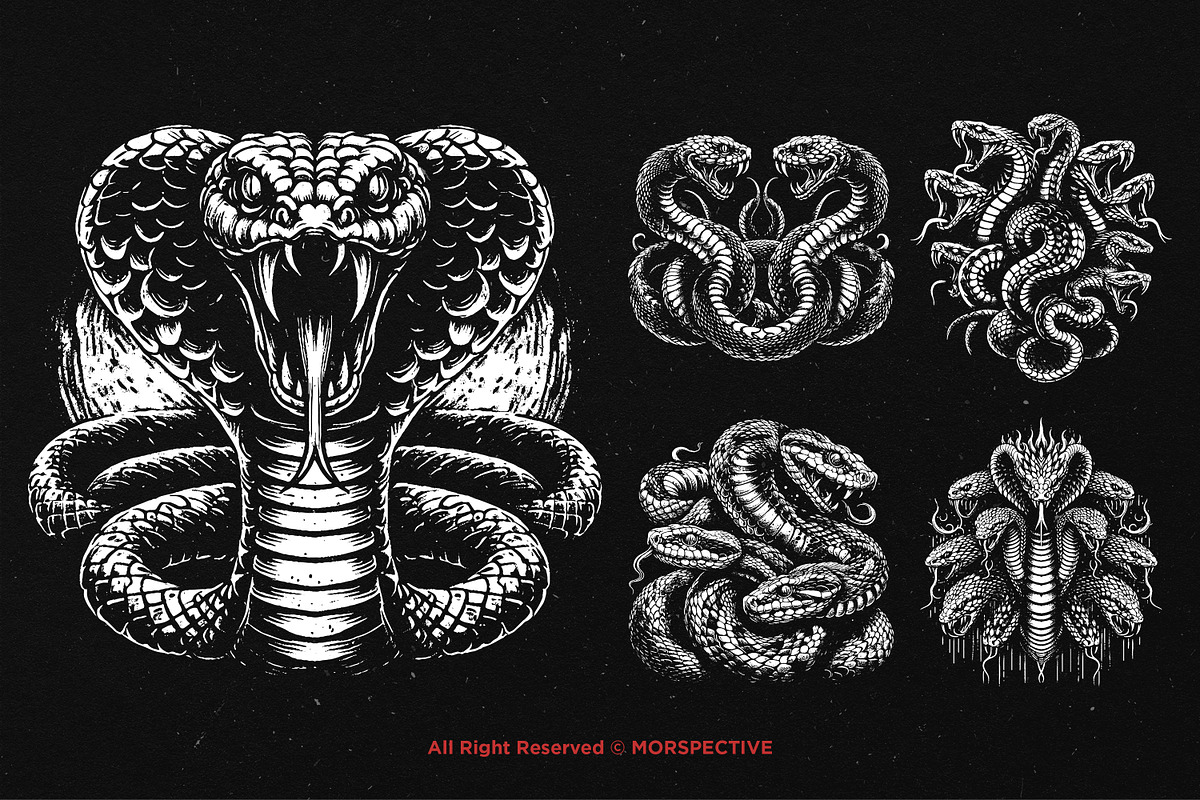 10 Bundle Dark Art Viper Snakes, an Illustration by Morspective (Photo 5 of 7)