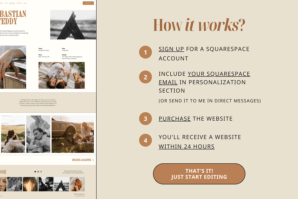 Photographer Squarespace Template, a Squarespace Template by Eden Origin Studio (Photo 5 of 11)