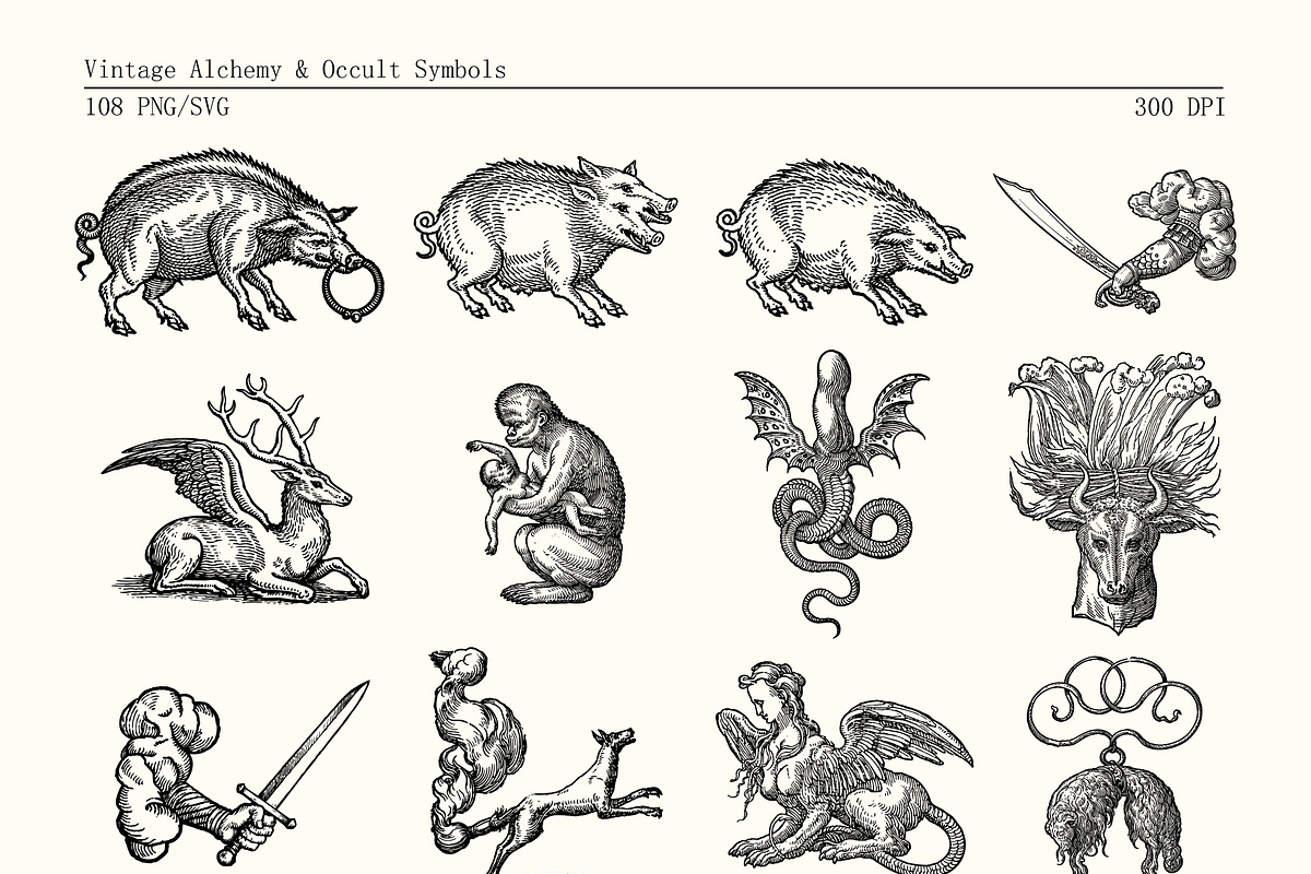 Vintage Occult Engravings Vector, an Object Illustration by DreamoraArt (Photo 2 of 11)
