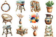 Watercolor Boho Interior Clipart, an Illustration by Designworld (Thumbnail 4 of 6)