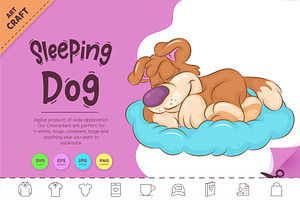 Sleeping Cartoon Dog. Clipart.