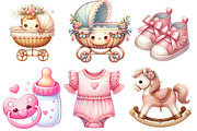 Pink Baby Girl Nursery Clipart, an Illustration by Watercolor design (Thumbnail 4 of 4)