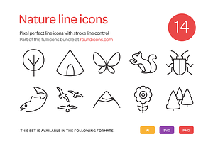 Nature Line Icons Set