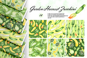 Watercolor Zucchini Seamless Pattern, a Food Illustration by OlDm_Shop (Thumbnail 1 of 10)