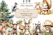 Woodland Watercolor Animals Clipart, an Animal Photo by Redwood Digital Art (Thumbnail 3 of 3)