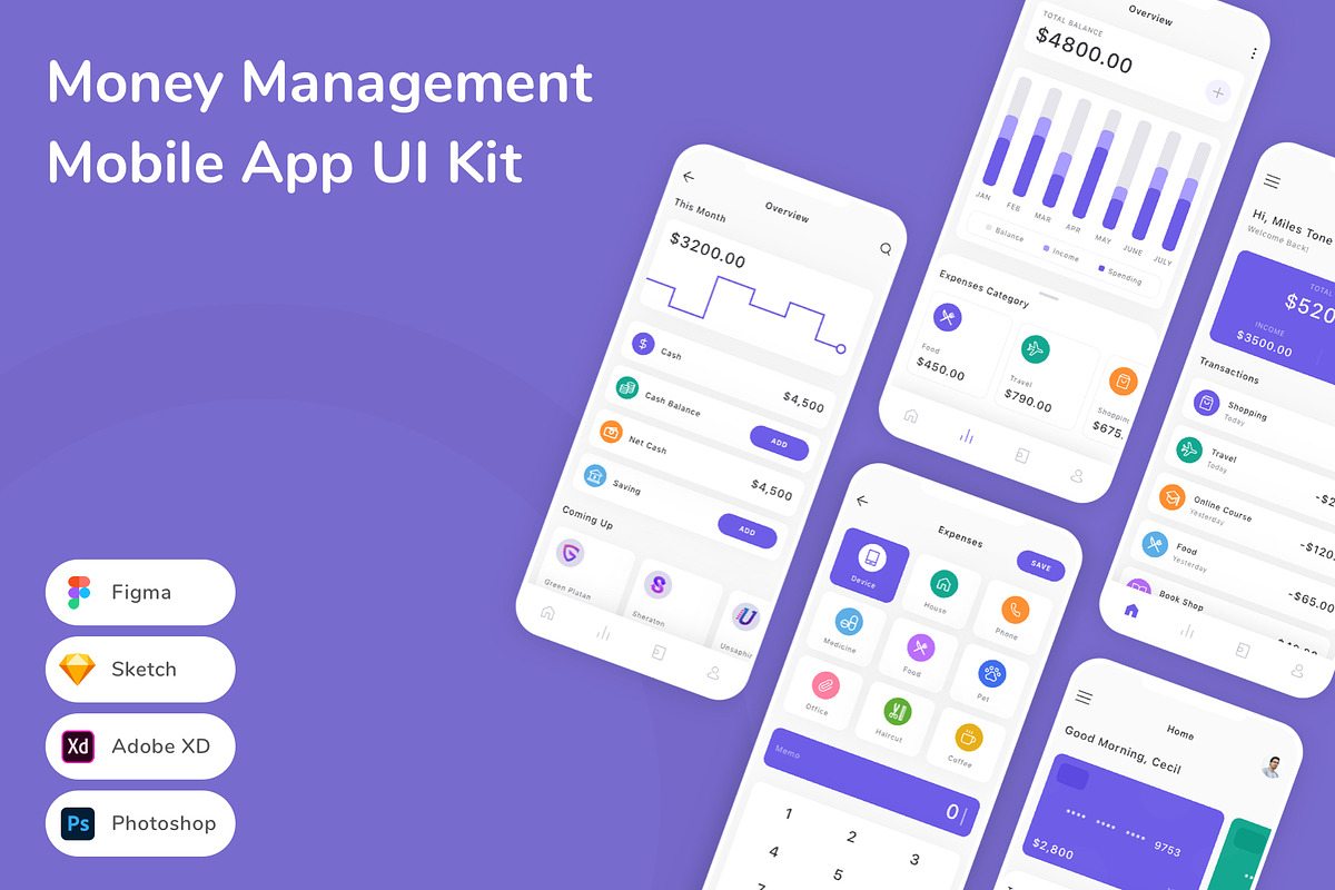 Money Management Mobile App UI Kit, an UI Kit Template by Betush