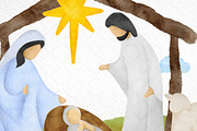 Watercolor Christmas Nativity Scene, an Illustration by NancyDzines (Thumbnail 3 of 4)