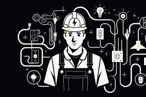 Electrician illustration with electr, a Work Illustration by Perpis