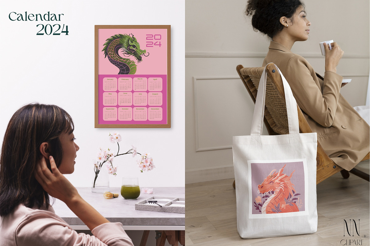Dragon Calendar Templates 2024, a Print Template by NNclipart (Photo 9 of 15)
