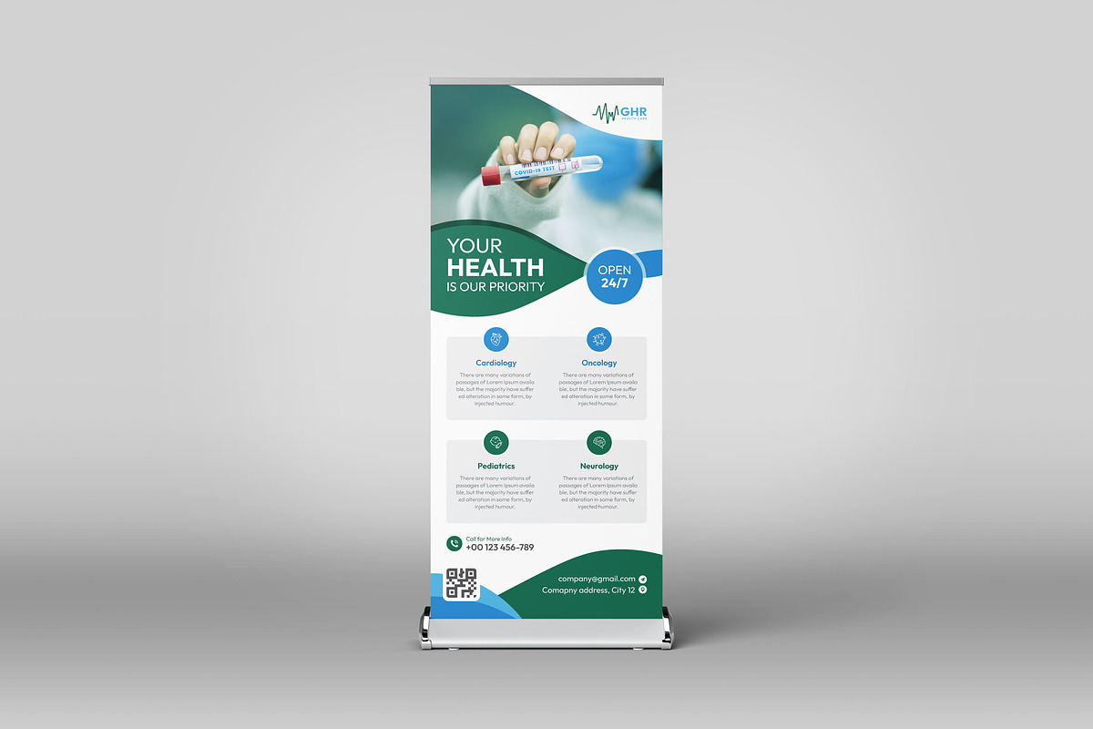 Medical Healthcare Roll Up Banner, a Print Template by VectStock (Photo 3 of 6)
