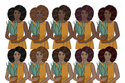 Plant Lover Girls Clipart, a Person Illustration by GlamArtZhanna (Thumbnail 2 of 5)