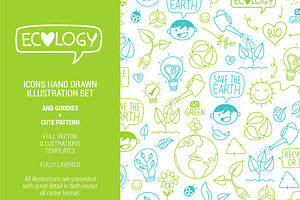 Ecology Hand drawn Illustrations Set