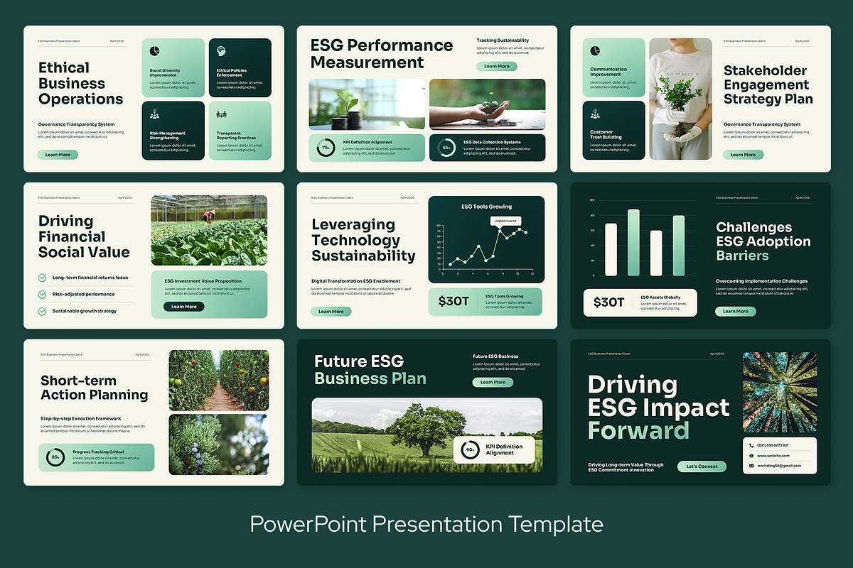 Green White ESG Business, a Presentation Template by Sixtemp (Photo 3 of 3)