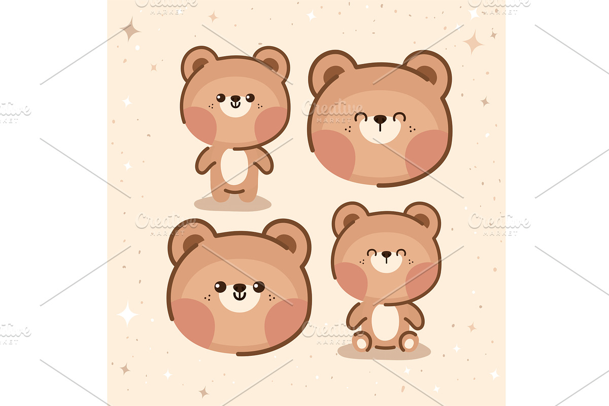 four bears group, an Animal Illustration by studiogstock