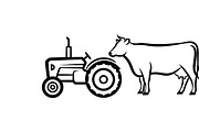 Rustic farm tractor and cow design, an Illustration by Amazin_art (Thumbnail 9 of 30)