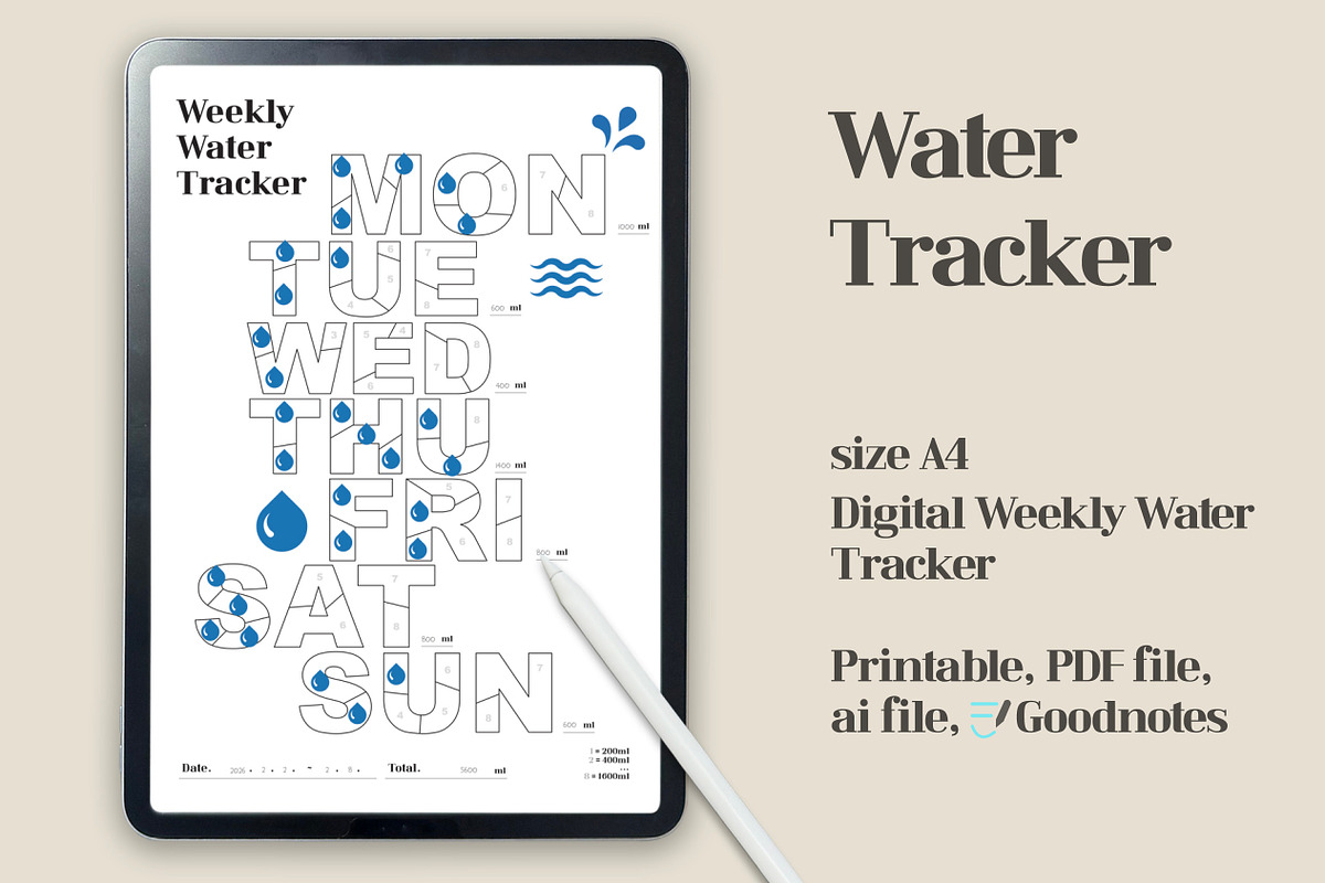 Weekly Warter Tracker, a Print Template by dott (Photo 1 of 5)