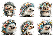 Whimsical Spring Hedgehog Clipart, an Illustration by Dream Creation (Thumbnail 6 of 7)