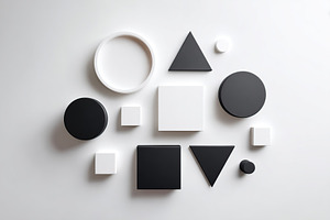 Black and white geometric shapes arrangement, an Abstract Photo by AlyaAnd