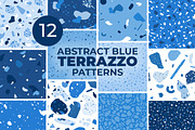 Abstract Blue Terrazzo Patterns, a Pattern Graphic by Julie&Taily (Thumbnail 1 of 9)