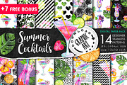 Summer cocktails seamless pattern, a Pattern Graphic by Download Graphic Art (Thumbnail 1 of 9)