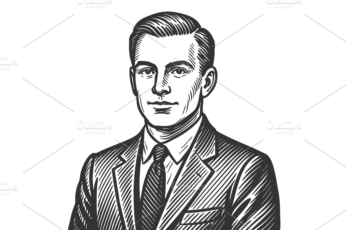 Vintage Portrait of Smiling, a Person Illustration by AlexArt