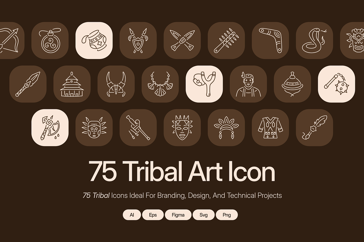 Tribal Art Icon Set, an Outline Icon by Prosymbols (Photo 1 of 7)