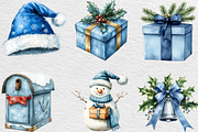 Watercolor Blue Christmas Clipart, an Illustration by Black Bird Studio (Thumbnail 3 of 6)