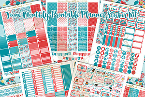 June Printable Planner Stickers