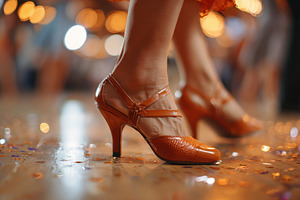 Stylish orange high heels on a dance floor, a Sports & Recreation Photo by AlyaAnd