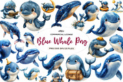 Whale Watercolor Clipart, Blue Whale, an Illustration by CreationArt (Thumbnail 1 of 5)