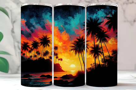 Tropical Sunset Beach Tumbler, an Arts & Entertainment Photo by LamanAzalea
