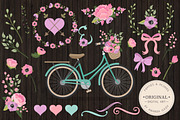 Garden Party Floral Bicycle & Extras, an Illustration by Amanda Ilkov (Thumbnail 2 of 5)