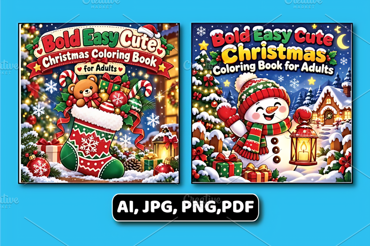 Bold Easy Cute Christmas Coloring, a Seasonal Illustration by Design Station (Photo 4 of 6)